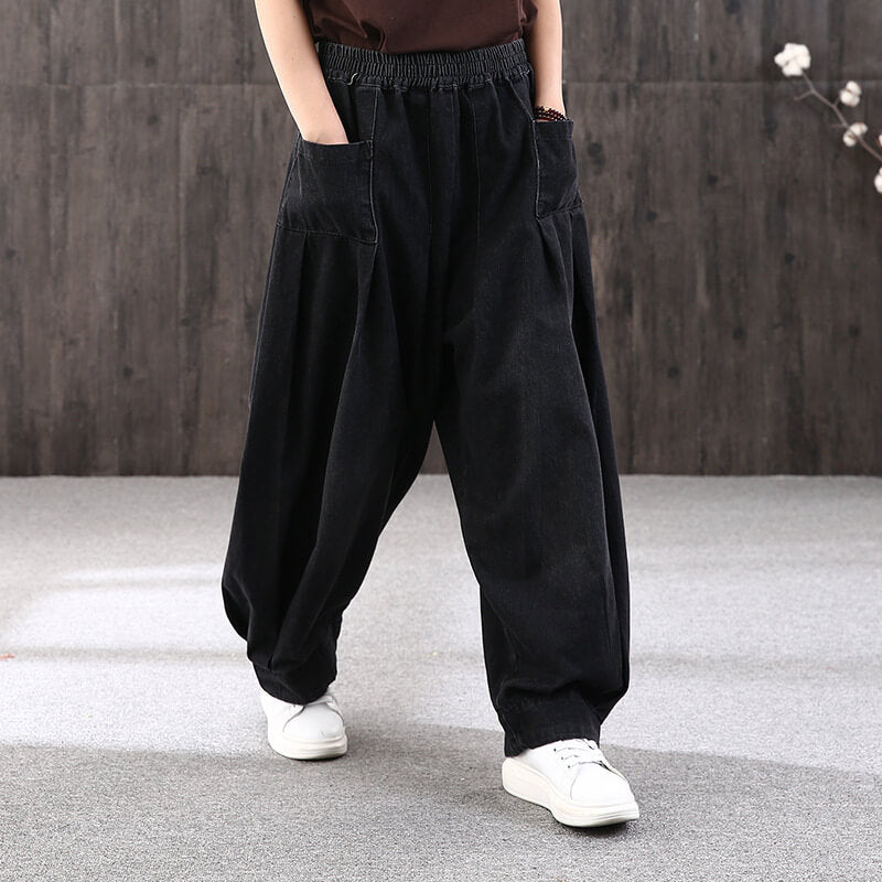 Babakud Women Autumn Denim Cotton Casual Bloomers Pants