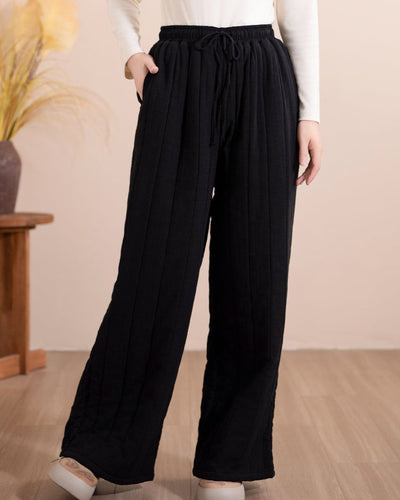 Women Winter Retro Cotton Thick Quilted Wide-Leg Pants