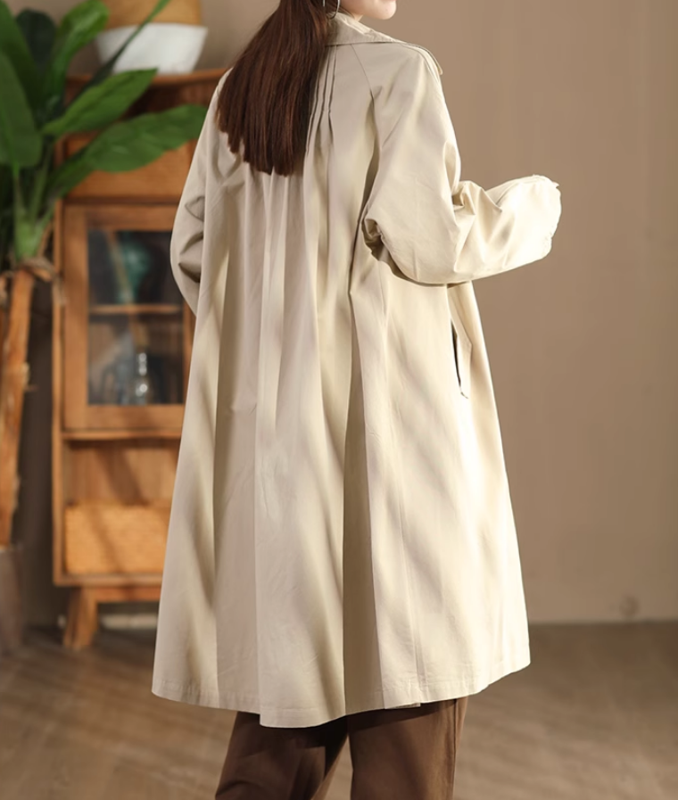 Babakud Women Autumn Fashionable Cotton Mid- Length Trench Coat