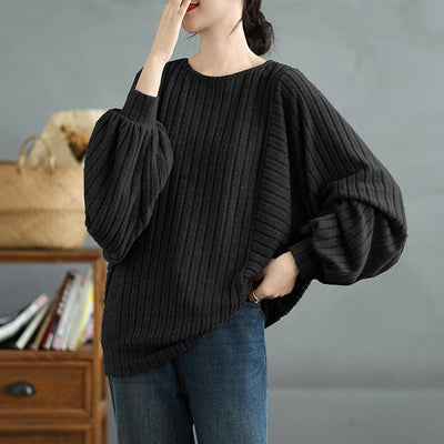 Women Autumn Retro Style Batwing Long Sleeves Cotton Shirt