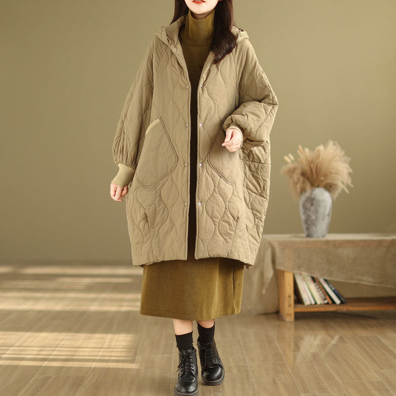 Babakud Women Winter Hooded Loose Cotton Coat