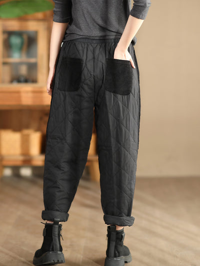 Babakud Women Winter Cotton Quilted Diamond Casual Pants