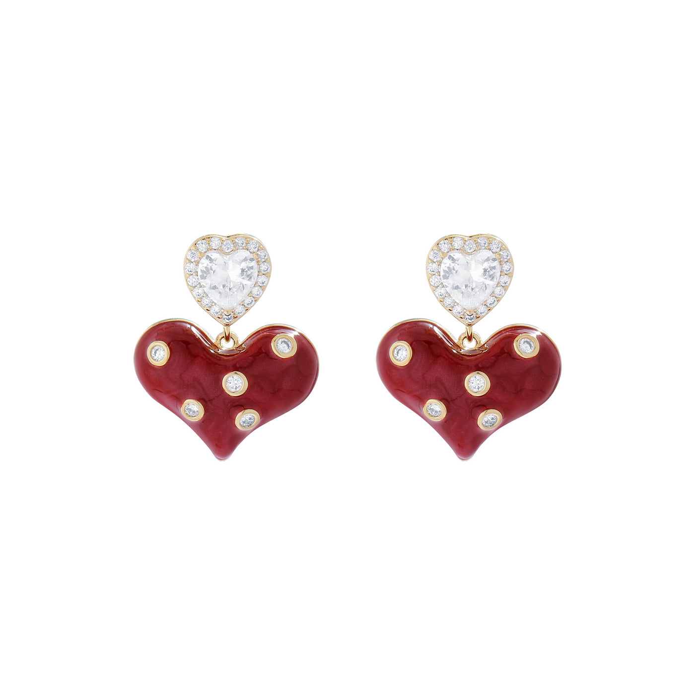 Babakud Women Heart-Shaped Angora Red Stud Earrings