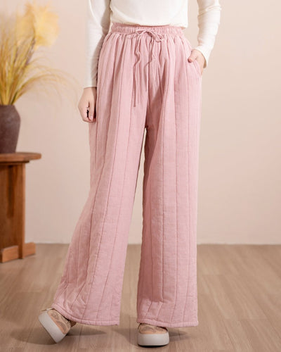 Women Winter Retro Cotton Thick Quilted Wide-Leg Pants