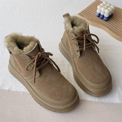 Women Winter Suede Wool-Lined Plus Size Snow Boots with Thick Sole