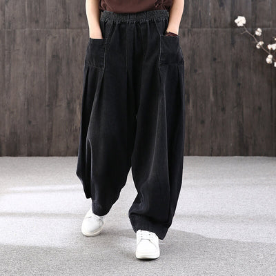 Babakud Women Autumn Denim Cotton Casual Bloomers Pants