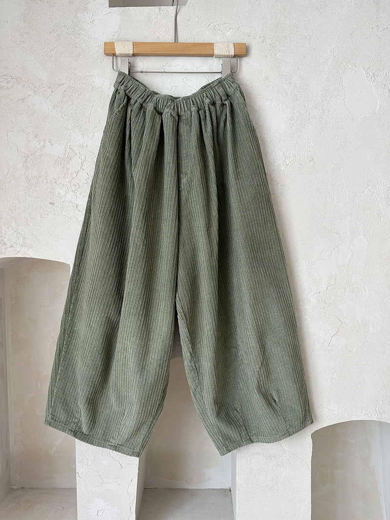 Babakud Women Autumn Retro Cotton Corduroy Elastic Waist Bloomers