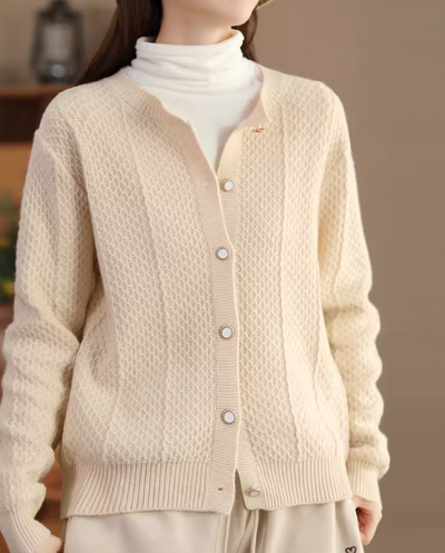 Babakud Women Autumn Spring Solid Colors Cotton Knit Jacket