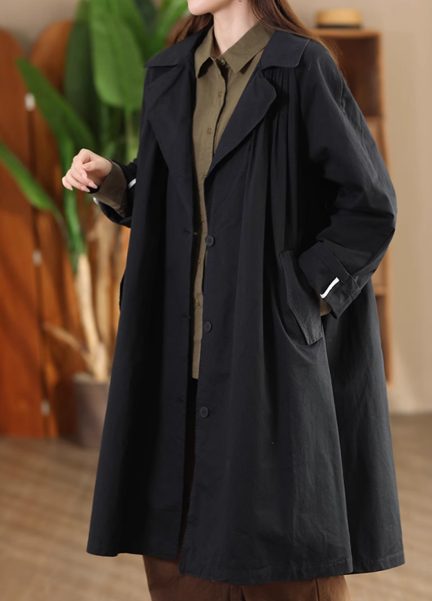 Babakud Women Autumn Fashionable Cotton Mid- Length Trench Coat