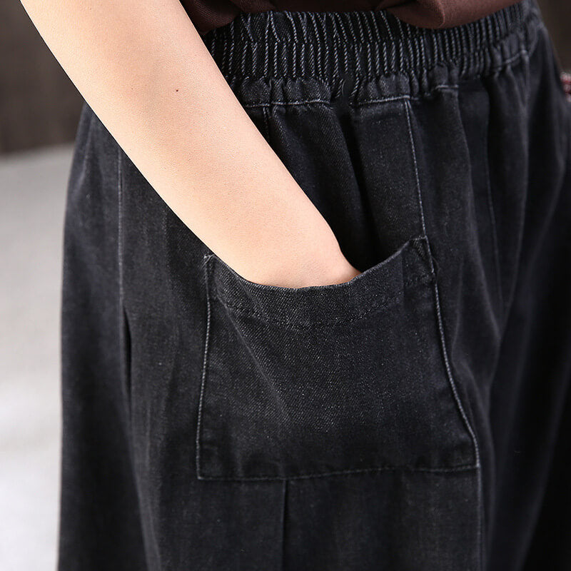 Babakud Women Autumn Denim Cotton Casual Bloomers Pants