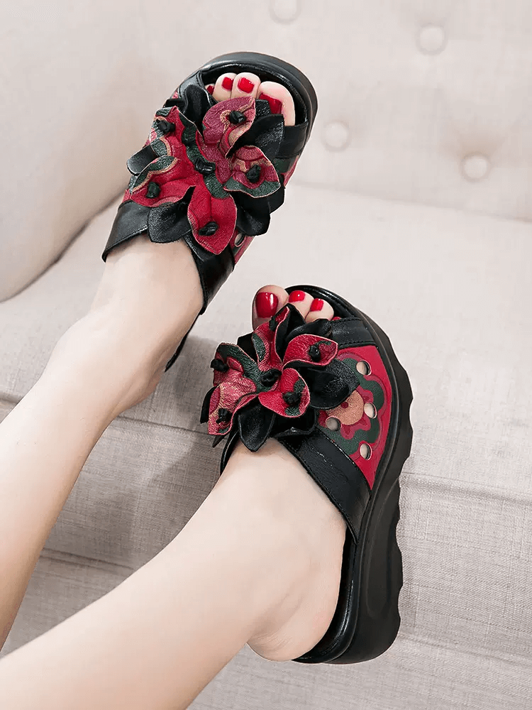 Babakud Women Summer Ethnic Blossom Platform Shoes