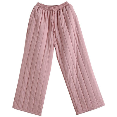 Women Winter Retro Cotton Thick Quilted Wide-Leg Pants