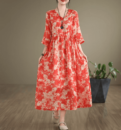 Babakud Women Elegant Blossom Midi Long Dress