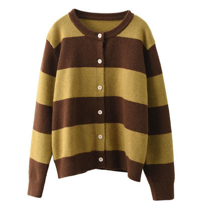 Babakud Women Autumn Color Matching Striped Wool Knitted Sweater