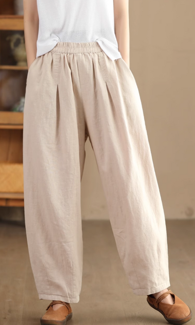 Babakud Women Autumn Loose Linen Casual Pants