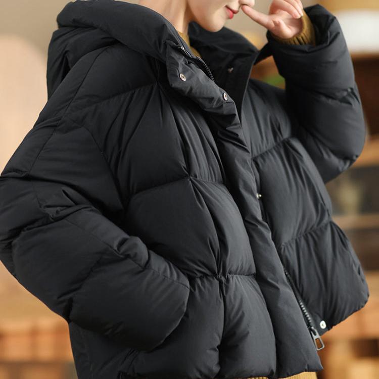 Babakud Women Winter Plain Hooded Warm Thick Puffer Short Jacket