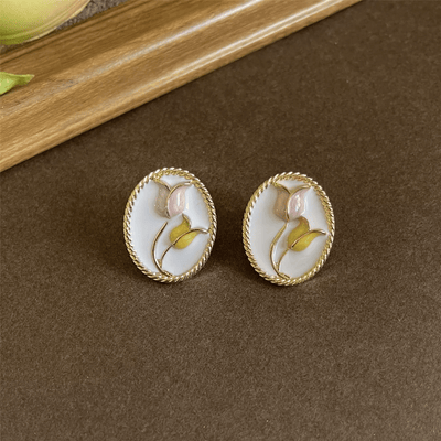 Babakud Casual Elegant Tulip Flower Stud Earrings