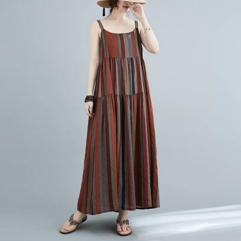 Babakud Women Summer Sleeveless Cotton-Linen A-Line Dress