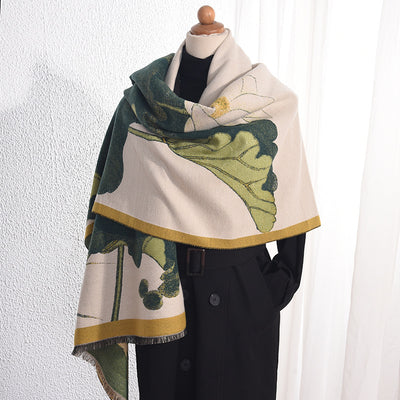 Babakud Winter Lotus Printed Soft Scarf