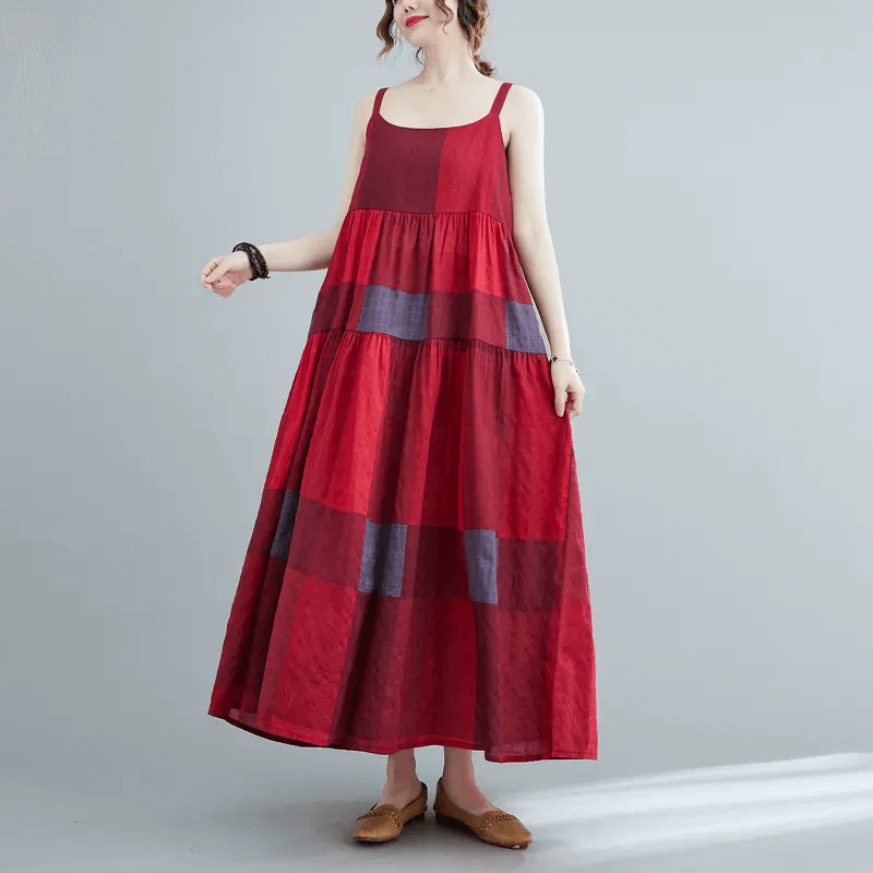 Babakud Women Summer Sleeveless Cotton-Linen A-Line Dress