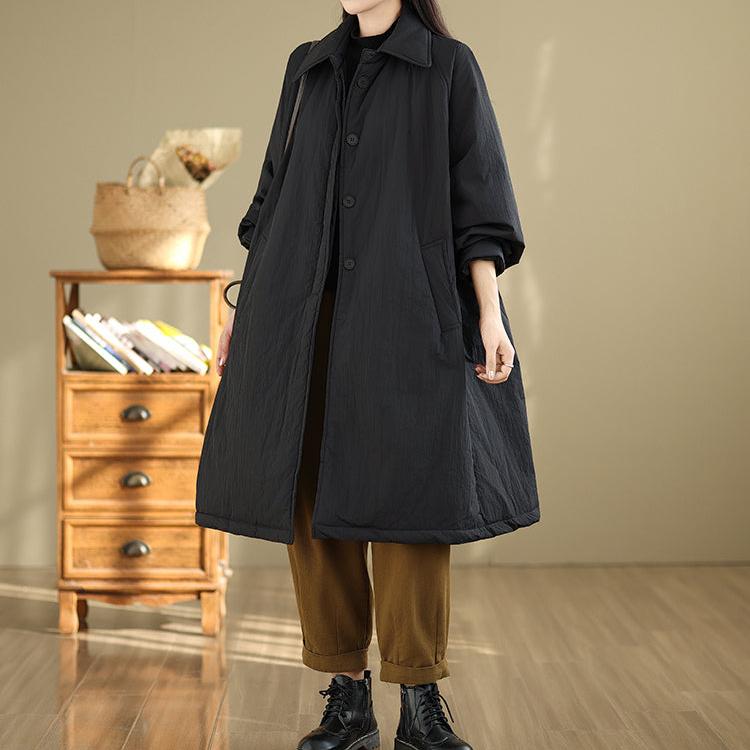 Women Winter Retro Quilted Casual Loose Cotton Long Coat