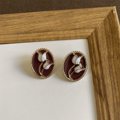 Babakud Casual Elegant Tulip Flower Stud Earrings