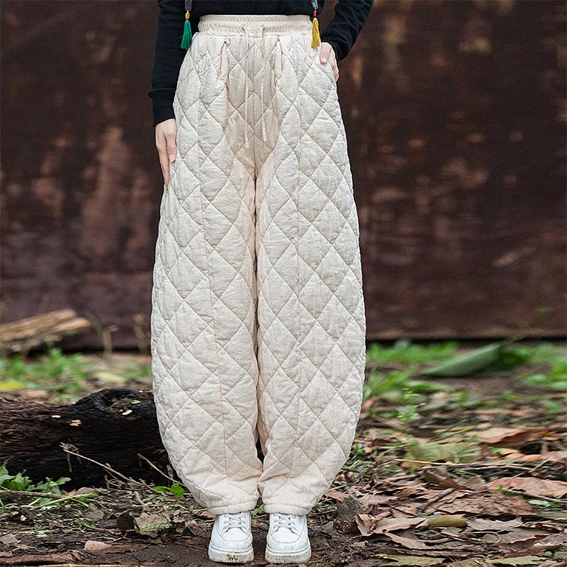 Babakud Women Winter Quilted Thickened Warm Cotton-Padded Lantern Pants