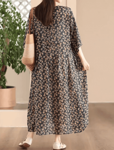 Babakud Women Summer Premium Ramie Floral Long Dress