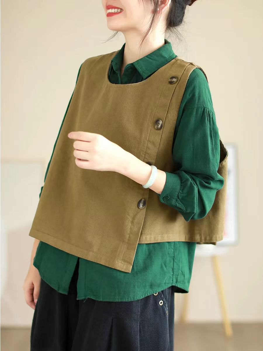 Babakud Women Autumn Vintage Cotton Pullover Vest