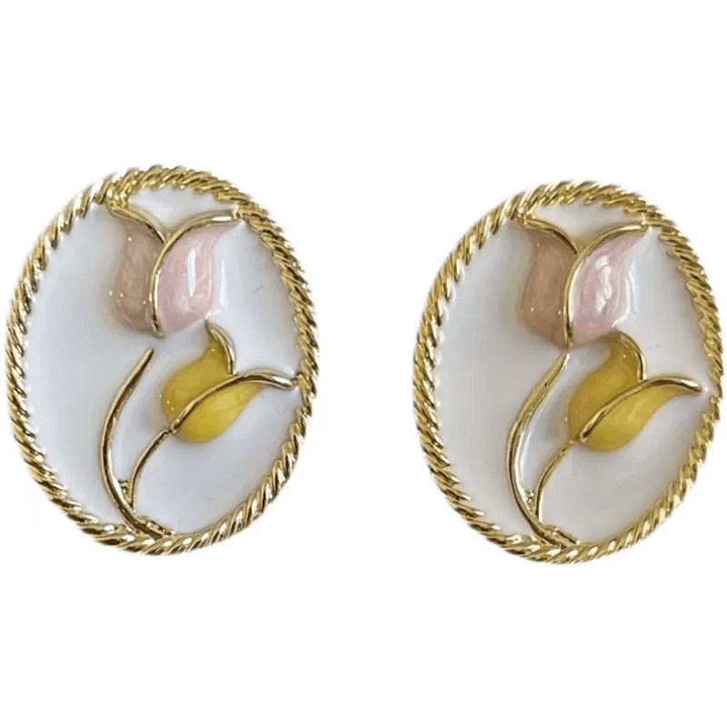 Babakud Casual Elegant Tulip Flower Stud Earrings