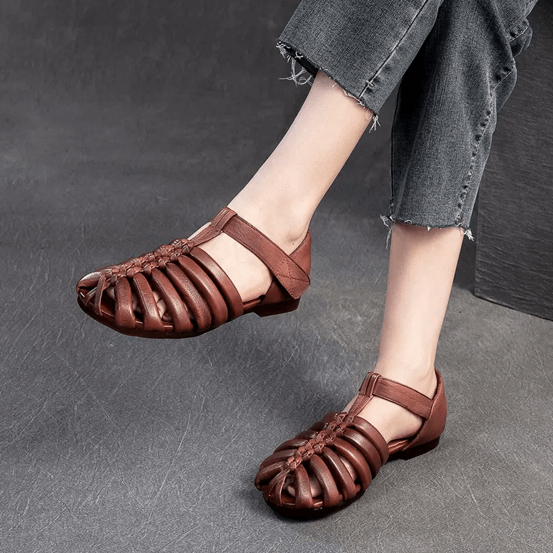 Babakud Women Summer Genuine Leather Woven Sandals