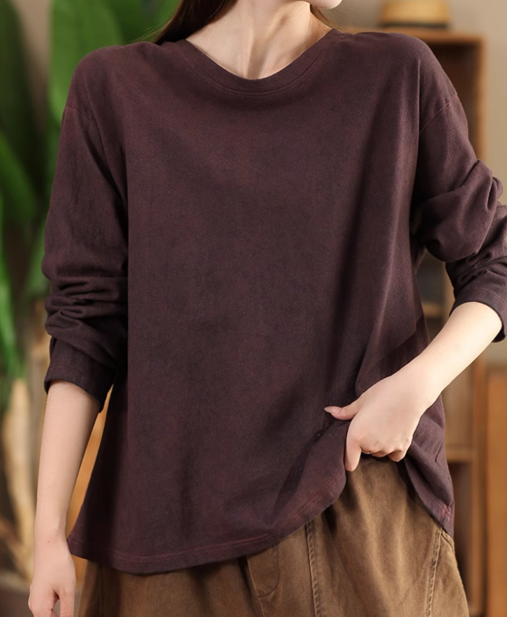 Babakud Women Autumn Vintage Cotton Basic Top