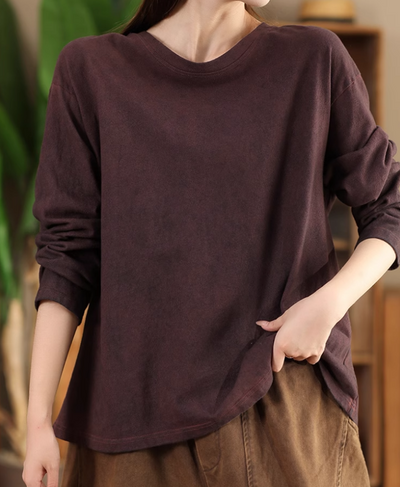 Babakud Women Autumn Vintage Cotton Basic Top