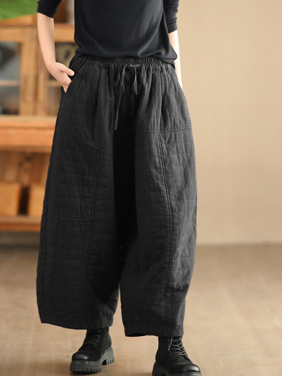 Babakud Women Winter Retro Thickened Ramie Cotton Harem Pants