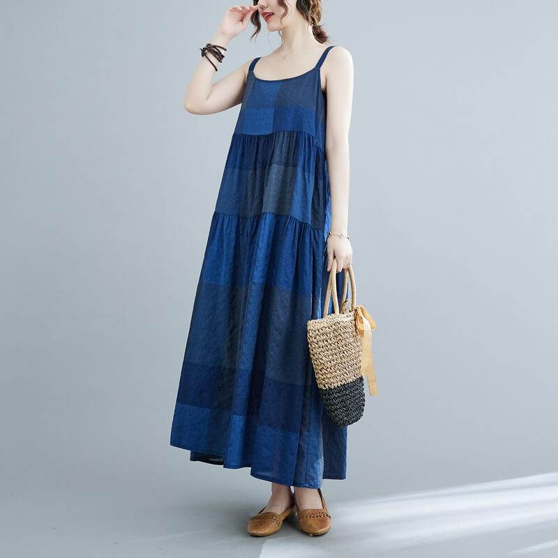 Babakud Women Summer Sleeveless Cotton-Linen A-Line Dress