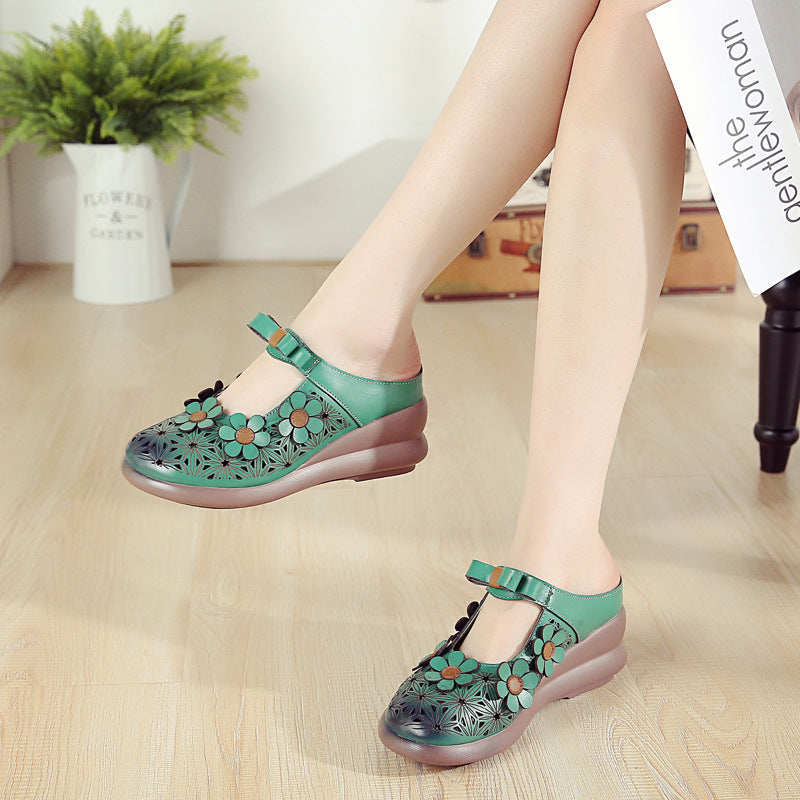 Babakud Women Summer Floral Hollow Platform Shoes