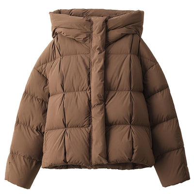 Babakud Women Winter Plain Hooded Warm Thick Puffer Short Jacket