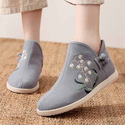 Ethnic Style Warm Embroidered Flat Cotton Shoes