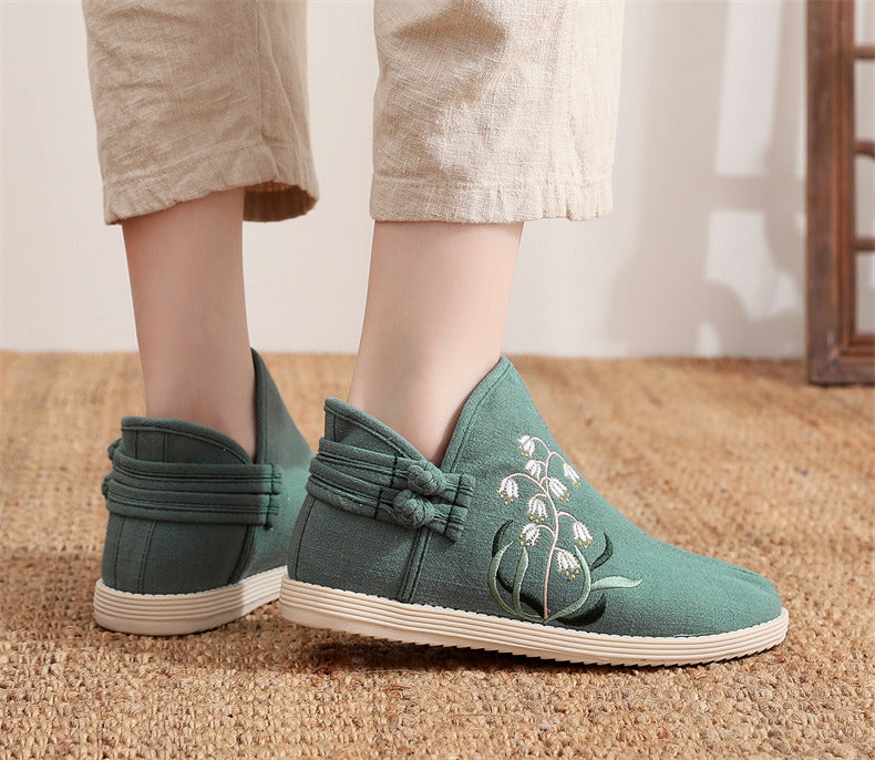 Ethnic Style Warm Embroidered Flat Cotton Shoes