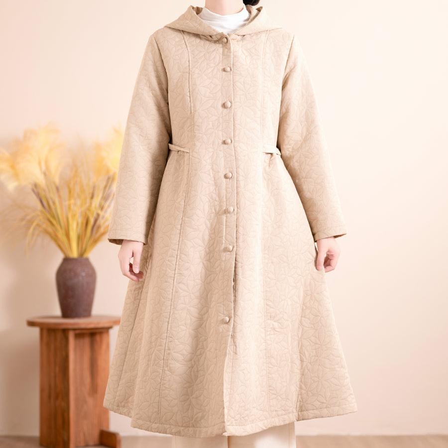 Women Winter Vintage Hooded A-Line Cotton Quilted Coat