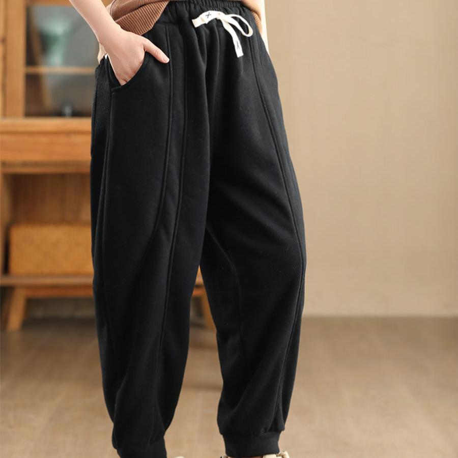 Babakud Women Winter Thickened Warm Fleece-Lined Knit Cotton Sweatpants