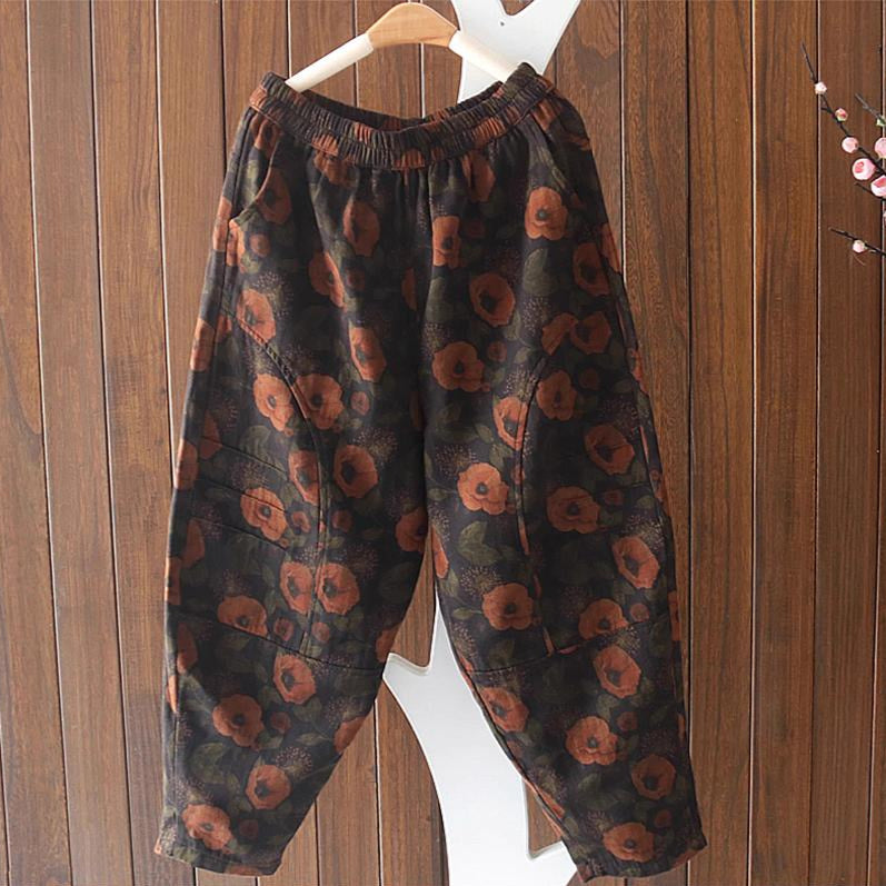 Babakud Women Autumn Vintage Cotton Linen Printed Harem Pants