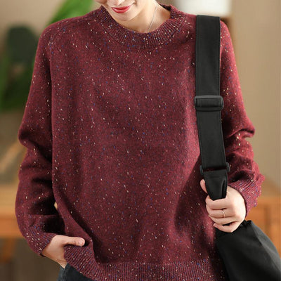 Babakud Women Autumn Colorful Cotton Wool Knitted Pullover Top