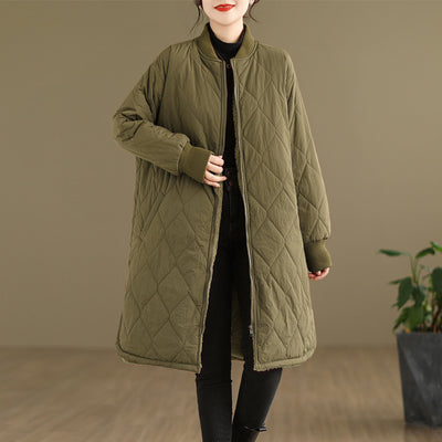 Women Winter Retro Thick Lamb Wool Mid-Length Cotton Coat