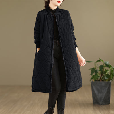 Women Winter Retro Thick Lamb Wool Mid-Length Cotton Coat