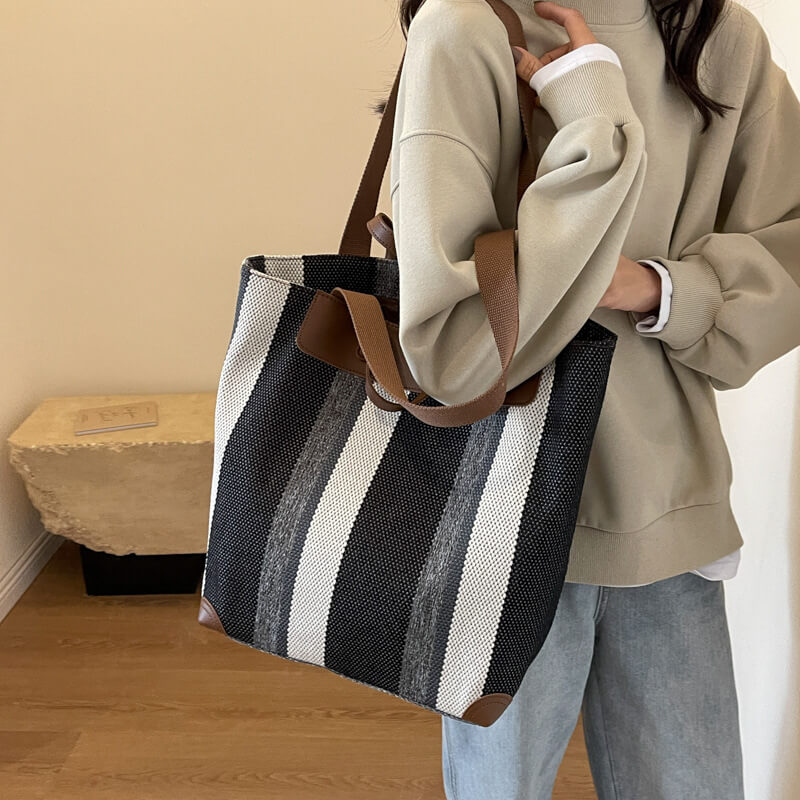 Babakud French Striped Casual Tote Bag