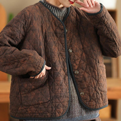 Babakud Women Winter Vintage Dyed Thick Cotton Warm Quilted Jacket