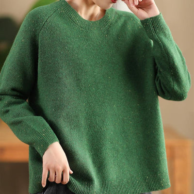 Babakud Women Autumn Colorful Cotton Wool Knitted Pullover Top