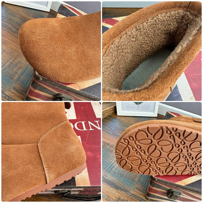 Women Winter Vintage Fleece-Lined Suede Convertible Snow Boots