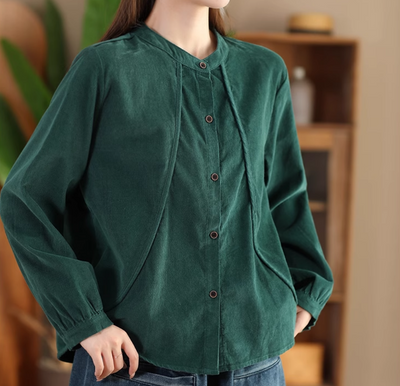 Babakud Women Autumn Retro Cotton Corduroy Top